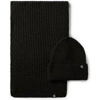 Calvin Klein Jeans Kids Monogram Rib Scarf Beanie Set - Black