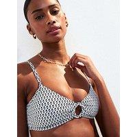 New Look Black Graphic Print Bikini Top
