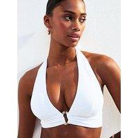 New Look Cream Textured Jersey Halterneck Bikini Top
