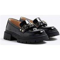 River Island Older Girls Floral Chunky Loafers - Black