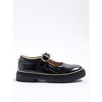 River Island Older Girls Oval Buckle Mary Jane Shoes - Black