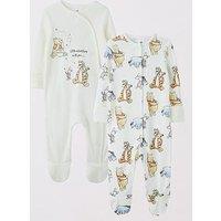 Winnie The Pooh Disney Winnie The Pooh 2 Pack Sleepsuit - Cream