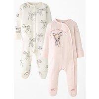 Bambi Disney Bambi 2 Pack Sleepsuit - Pink