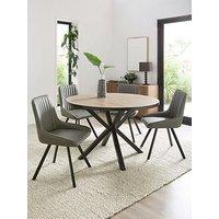 Very Home Oslo 120Cm Round Dining Table & 4 Marlow Faux Leather Chairs