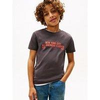 Tommy Hilfiger Boys Nyc Print Graphic Short Sleeve T-Shirt - Washed Black