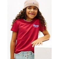 Tommy Hilfiger Girls Graphic Flock Short Sleeve T-Shirt - Dark Pink