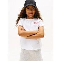Tommy Hilfiger Girls Graphic Flock Short Sleeve T-Shirt - White
