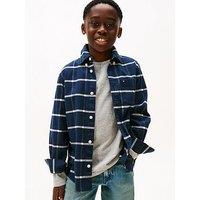 Tommy Hilfiger Boys Window Pane Check Long Sleeve Shirt - Check - Black