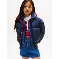Tommy Hilfiger Girls Reversible Padded Bomber Jacket - Night Navy