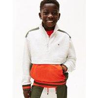Tommy Hilfiger Boys Fabric Mix Colourblock Sweatshirt - Light Grey Heather