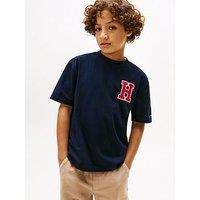 Tommy Hilfiger Boys Varsity Front Back Print Short Sleeve T-Shirt - Night Navy
