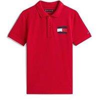 Tommy Hilfiger Boys Flag Short Sleeve Polo Shirt - Medium Red