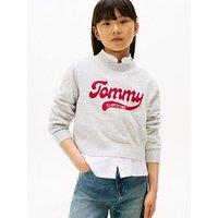 Tommy Hilfiger Girls Logo Sweater - Heather