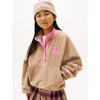 Tommy Hilfiger Girls Polar Fleece Half Snap - Beige