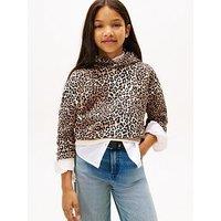 Tommy Hilfiger Girls Leopard Hoodie - Leopard Print