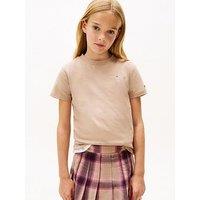 Tommy Hilfiger Girls Mini Th Logo Short Sleeve T-Shirt - Beige