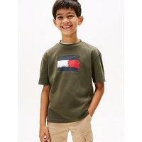 Tommy Hilfiger Boys Flag Archive Short Sleeve T-Shirt - Pewter - Green