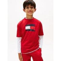 Tommy Hilfiger Boys Flag Archive Short Sleeve T-Shirt - Medium Red