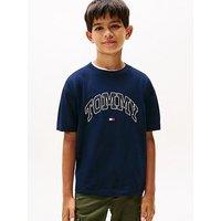 Tommy Hilfiger Boys Varsity Raised Print Short Sleeve T-Shirt - Night Navy