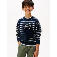 Tommy Hilfiger Boys Varsity Graphic Sweater - Dark Off White Stripe