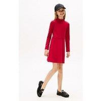 Tommy Hilfiger Girls Essential Skater Long Sleeve Dress - Red