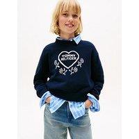 Tommy Hilfiger Girls Heart Jacquard Sweater - Night Navy