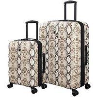 It Luggage Sheen Python Snake Skin Print Beige Hardshell 2Pc Suitcase Set
