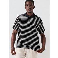 Jack & Jones Gen Striped Towelling Polo Shirt - Black