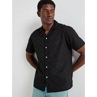 Jack & Jones Luke Summer Anglaise Short Sleeve Resort Shirt - Black