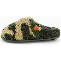 The Very Collection Older Boys Camo Mule Slipper - Green