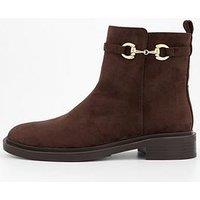 The Very Collection Round Toe Flat Ankle Boot - Chocolate Brown