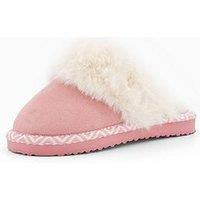 The Very Collection Younger Girls Faux Suede Mule Slipper - Pink