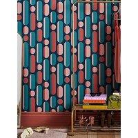 Envy Morse Wallpaper - Coral/Navy