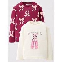 The Very Collection Girls Ballerina 2 Pack Long Sleeve Tops - Cream
