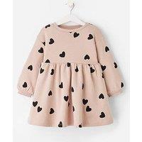 The Very Collection Girls Heart Print Sweat Dress - Cream