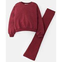 The Very Collection Girls Sweatshirt With Flare Legging - Burgundy/Red