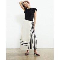French Connection Cotton Blend Maxi Striped Wrap Tie Waist Floaty Skirt - Multi