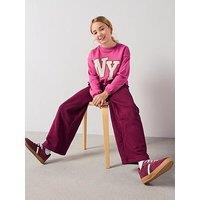 The Very Collection Girls Wide Leg Sweat Trousers - Burgundy/Red