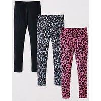 The Very Collection Girls 3 Pack Animal Leggings - Print