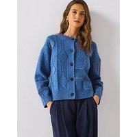 Ps Paul Smith Knitted Button Through Cardigan - Blue