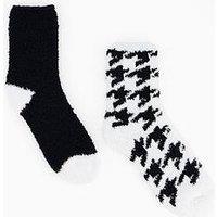 The Very Collection 2Pk Cosy Socks - Black/White