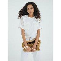 River Island Short Sleeve Pocket Utility Tee - White