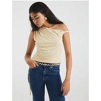 River Island Short Drape Modal Top - Beige