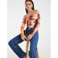 River Island Long Sleeve Mesh Body - Red