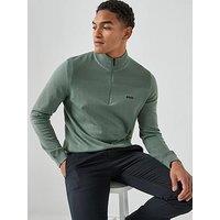 Boss Momentum-X Merino Quarter Zip Knitted Jumper - Green