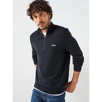 Boss Momentum-X Merino Quarter Zip Knitted Jumper - Navy