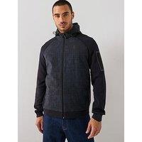 Boss Clash Hybrid Regular Fit Hooded Knitted Jacket - Navy