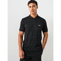 Boss Philix Slim Fit Zip Cotton Polo Shirt - Black