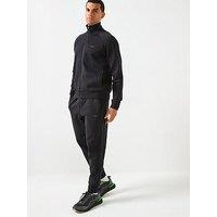 Boss Tracksuit Set Regular Fit Stripe Funnel Neck Tracksuit - Black