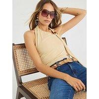 River Island Scarf Neck Trim Top - Cream